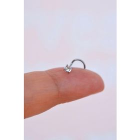 Sacce Scarves&Accessories HJRUW145 316 lt Çelik 3 mm Tektaş Arkası Kıvrımlı Düşmeyen Burun Piercingi Hızma