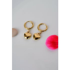 Sacce Scarves&Accessories Kalp Sallantılı Çelik Halka Gold Küpe