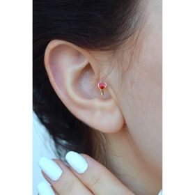 Sacce Scarves&Accessories Kırmızı Kalpli Halka Tragus Kıkırdak Küpesi Piercing
