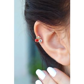 Sacce Scarves&Accessories Kırmızı Renkli Kiraz Mini Halka Tragus Kıkırdak Piercing