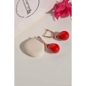 Sacce Scarves&Accessories Kırmızılı İncili Küpe