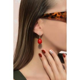 Sacce Scarves&Accessories Kırmızılı İncili Küpe
