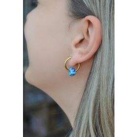 Sacce Scarves&Accessories Mavi Boncuklu Altın Renkli Halka Küpe