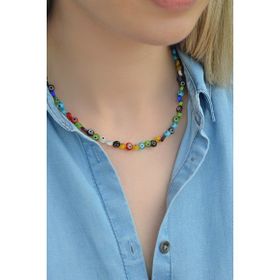 Sacce Scarves&Accessories Murano Cam Mini Renkli Nazar Boncuklu Choker Kolye