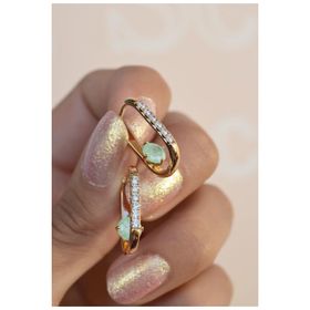 Sacce Scarves&Accessories Opal Su Yeşili Taş Detaylı Oval Halka Küpe