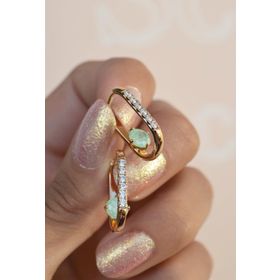 Sacce Scarves&Accessories Opal Su Yeşili Taş Detaylı Oval Halka Küpe