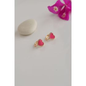 Sacce Scarves&Accessories Pembe Kalpli Çocuk Küpe