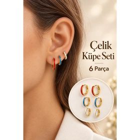 Sacce Scarves&Accessories Renkli Çelik Seti 6 Parça Küpe