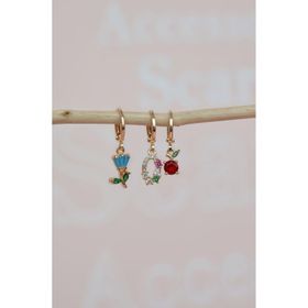 Sacce Scarves&Accessories Renkli Çiçek 3'lü Kombini Seti Küpe