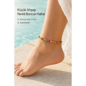 Sacce Scarves&Accessories Renkli Mini Ahşap Boncuklu Halhal