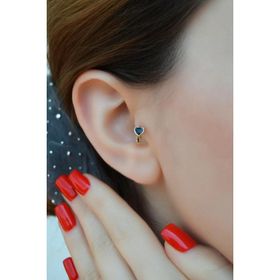 Sacce Scarves&Accessories Siyah Kalpli Halka Tragus Kıkırdak Küpesi Piercing