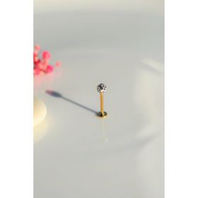 Sacce Scarves&Accessories Taşlı Top Uçlu Çelik Dudak Dil 10 mm Gold Piercing