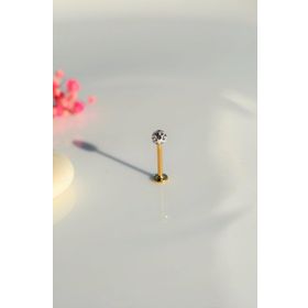 Sacce Scarves&Accessories Taşlı Top Uçlu Çelik Dudak Dil 10 mm Gold Piercing