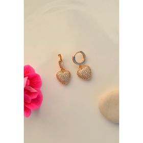 Sacce Scarves&Accessories Zirkon Taşlı Bombeli Kalp Küpe