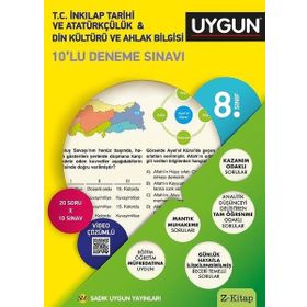 Sadık Uygun Yayınları 8. Sınıf İnkılap Tarihi ve Atatürkcülük Din Kültürü ve Ahlak Bilgisi 10 lu Deneme Sınavı