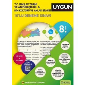 Sadık Uygun Yayınları 8. Sınıf İnkılap Tarihi ve Atatürkcülük Din Kültürü ve Ahlak Bilgisi 10 lu Deneme Sınavı