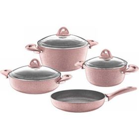 Safinox Pembe Granit Line 7 Parça Tencere Seti