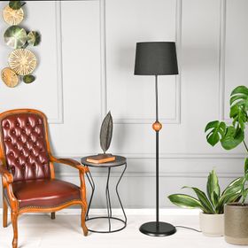 Safir Light 155x37x37 cm Siyah Ahşap Detaylı Metal Lambader
