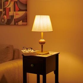 Safir Light 43x25x25 cm Eskitme Ahşap Detaylı Metal Abajur