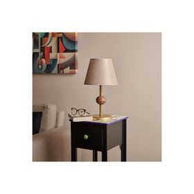 Safir Light 43x25x25 cm Eskitme Ahşap Detaylı Metal Abajur