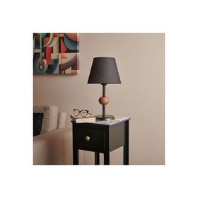 Safir Light 43x25x25 cm Siyah Ahşap Detaylı Metal Abajur