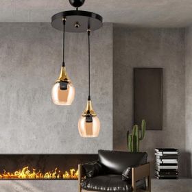 Safir Light Embudo Bal Camlı 2'li Siyah Avize