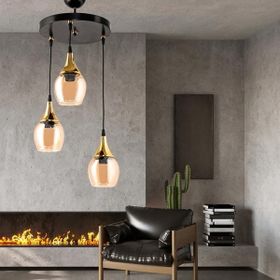 Safir Light Embudo Bal Camlı 3'lü Siyah Avize