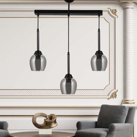 Safir Light Füme Camlı Sıralı 3'lü Siyah Avize