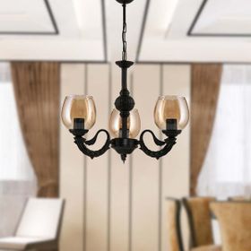 Safir Light Riga Zamak Bal Camlı 3'lü Siyah Avize