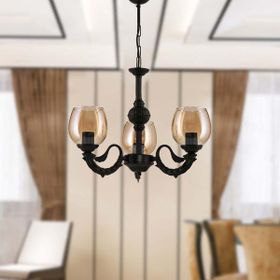 Safir Light Riga Zamak Bal Camlı 3'lü Siyah Avize