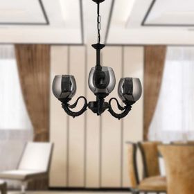 Safir Light Riga Zamak Füme Camlı 3'lü Siyah Avize