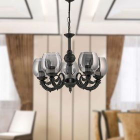 Safir Light Riga Zamak Füme Camlı 5'li Siyah Avize