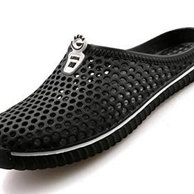 SAGUARO Clogs Siyah Beyaz Renk Fileli Delikli Unisex Terlik