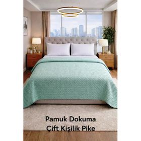 Şaheser 240x220 Yeşil Pamuk Çift Kişilik Pike