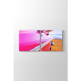 Sahildeki Pembe Cadillac Tablosu