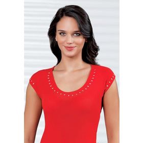 Şahinler B304 Taş Baskılı Kırmızı Kadın Atlet