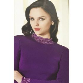 Şahinler B623 Mor Kadın Dantelli Uzun Kollu Body