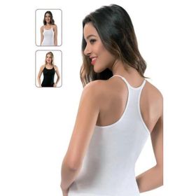 Şahinler B808 Sporcu İnce İp Askılı Beyaz Kadın Atlet