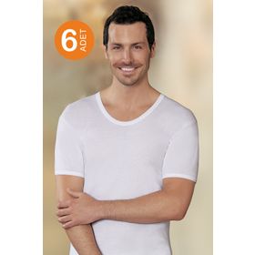 Şahinler Kısa Kollu Bisiklet Yaka ME001 Beyaz Erkek Atlet