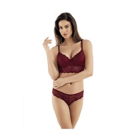 Şahinler MB12100-B Bordo Desteksiz Balenli Kadın Sütyen Büstiyer Takım