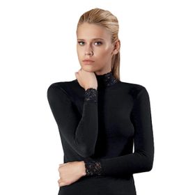 Şahinler MB622-SHL/XL Siyah Dantelli Balıkçı Yaka Body
