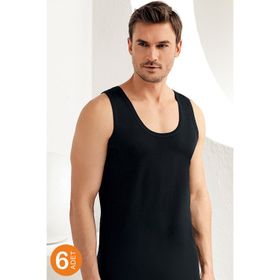Şahinler ME005 Siyah 6'lı Paket %100 Pamuk Erkek Atlet