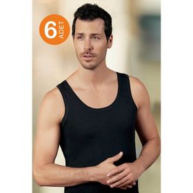 Şahinler ME005 Siyah 6'lı Paket %100 Pamuk Erkek Atlet
