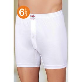 Şahinler ME010 6'lı Beyaz Paket Penye Pamuk Erkek Boxer