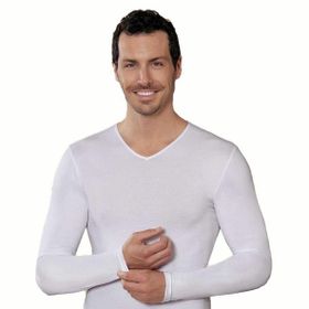 Şahinler ME074 Beyaz Uzun Kol V Yakalı Likralı Süprem Atlet