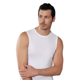 Şahinler Sıfır Kollu Bisiklet Yaka ME024 Beyaz Erkek Atlet