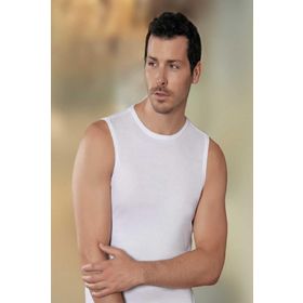 Şahinler Sıfır Kollu Bisiklet Yaka ME024 Beyaz Erkek Atlet