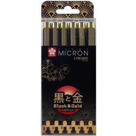 Sakura 5789120 Pigma Micron Siyah Gold Edition 6'lı Teknik Çizim Kalem Seti