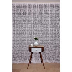 Şal Model Beyaz Renk 300x260 cm Tek Kanat Hazır Dikilmiş Pileli Fon Perde