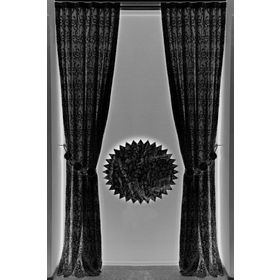 Şal Siyah Renk 75x260 cm Tek Kanat Hazır Dikilmiş Pileli Fon Perde